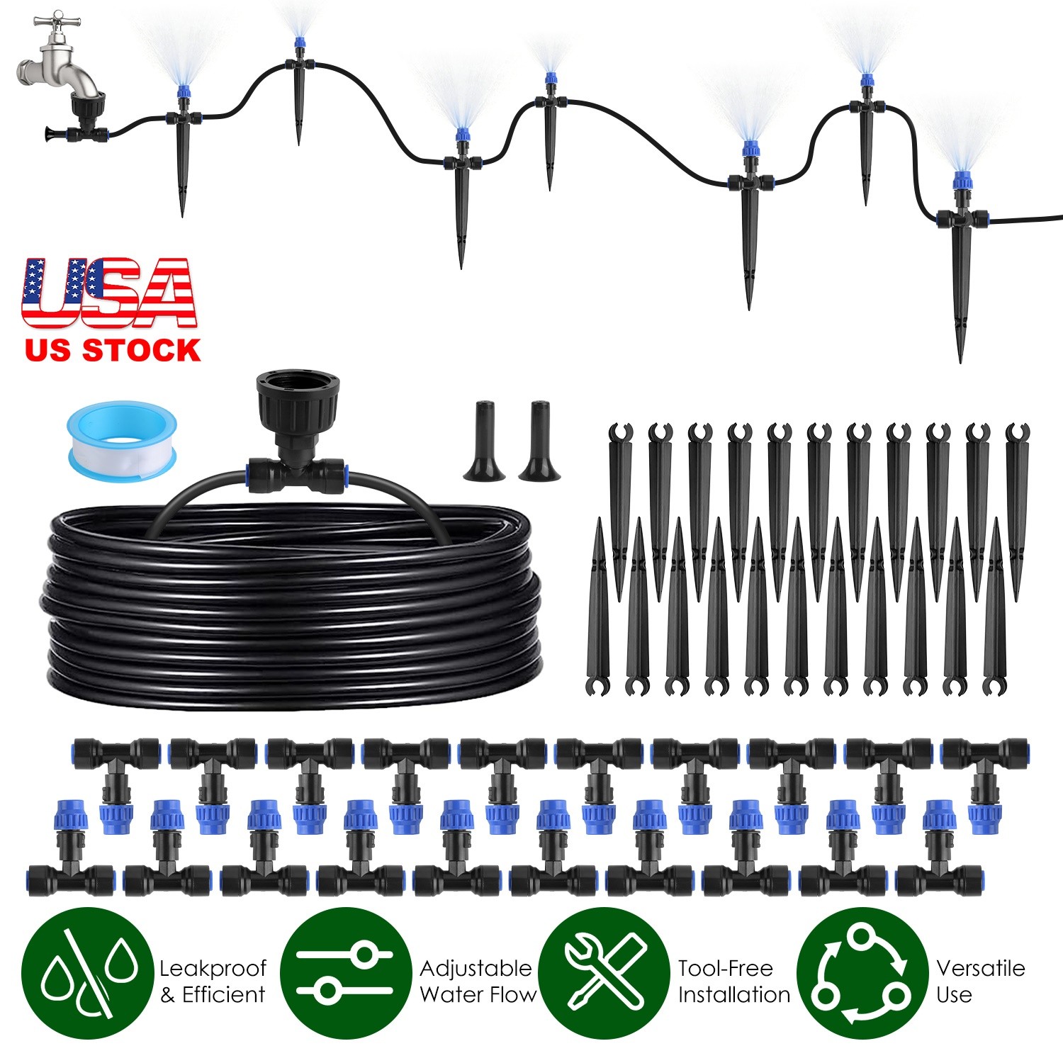 75FT Automatic Watering System Mist Drip Irrigation System for Garden Lawn Tool gallery