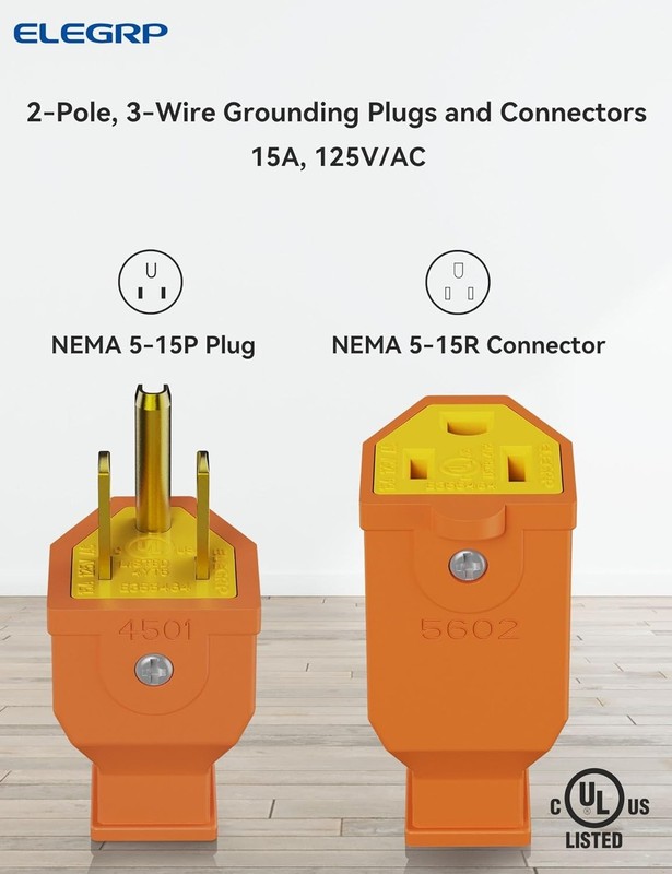 Replacement Plug & Connector Set - 2 Pole 3 Wire, Easy Assembly, Orange Brass gallery