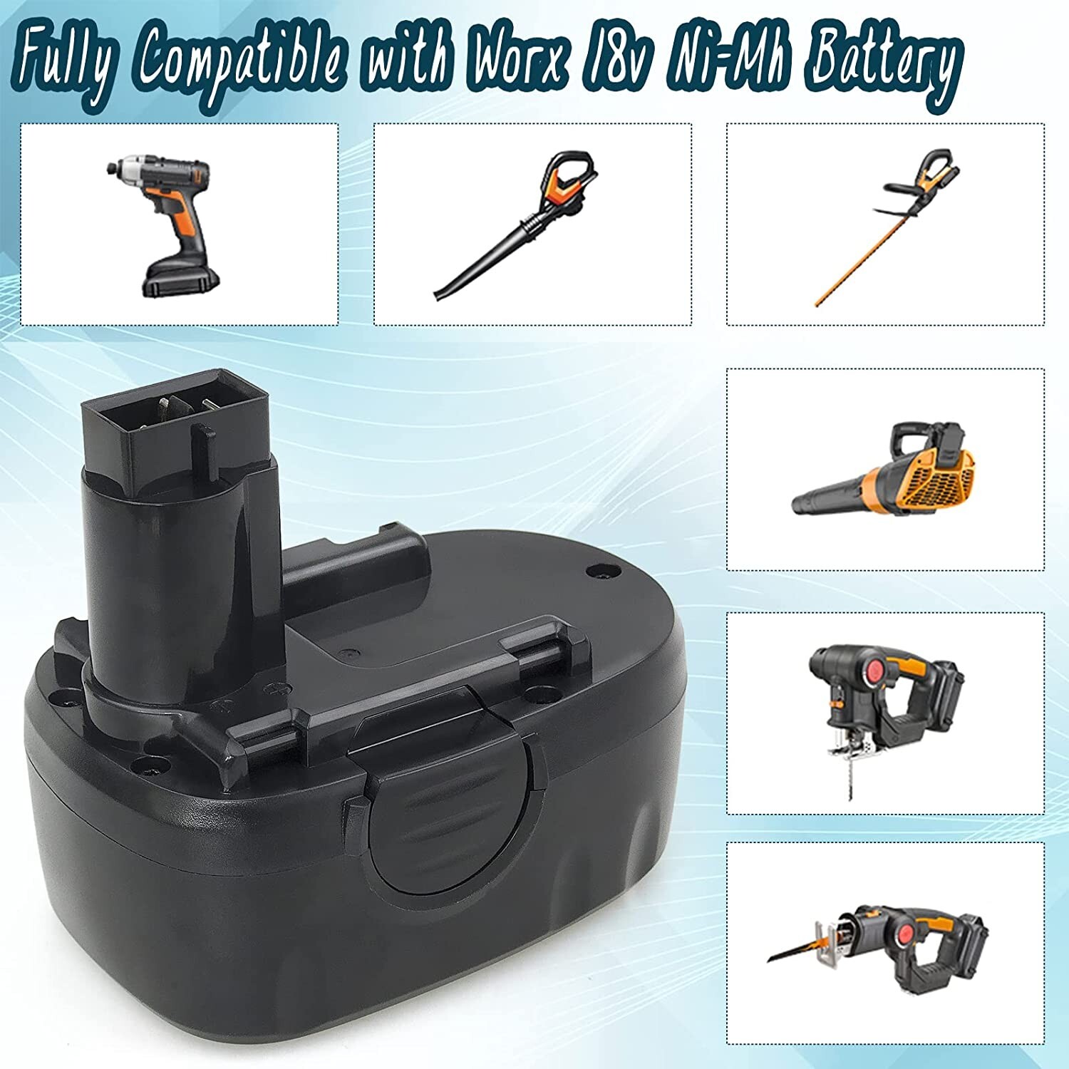 18V replacebattery for Worx WA3152 WA3127 BP1815A01 WG150 WG250 WG541 4.8AH NiMH gallery