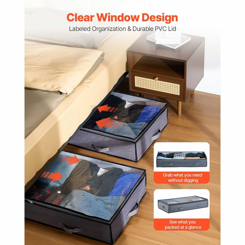 Uimoso 90L Stackable Under Bed Storage Box with Transparent Lid, Set of 6 gallery