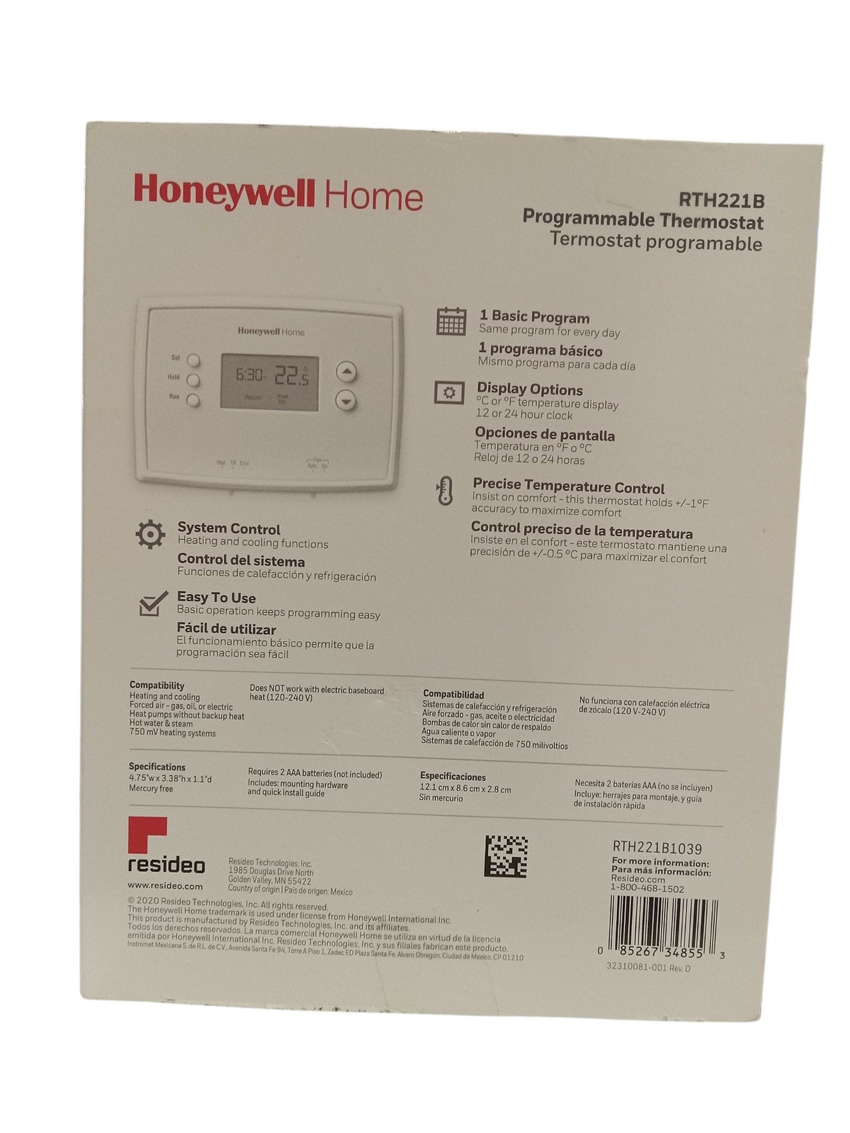 Honeywell Home, 1-Week, Programmable Thermostat, Digital, Backlit Display gallery