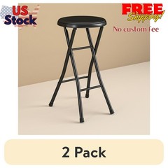 (2 pack) 24″ Vinyl Padded Folding Stool, Black