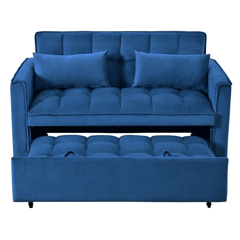 52.75" Convertible Sleeper Sofa Bed Pull Out Couch Loveseat Adjustable Backrest gallery