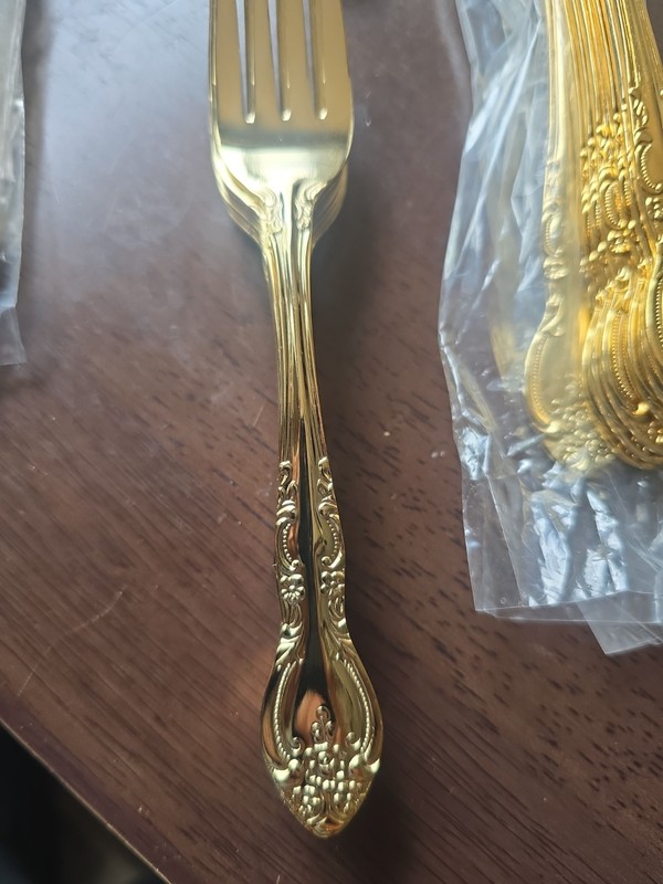 Gold Plated Flatware Set 40pc Baroque Floral Japan Dinner Forks Spoons Knives gallery