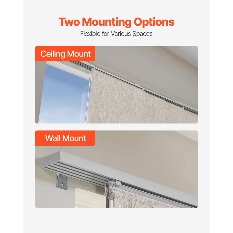 Panel Track Blinds Extendable Track from 45.8 in to 86 in W Trimmable Brown gallery