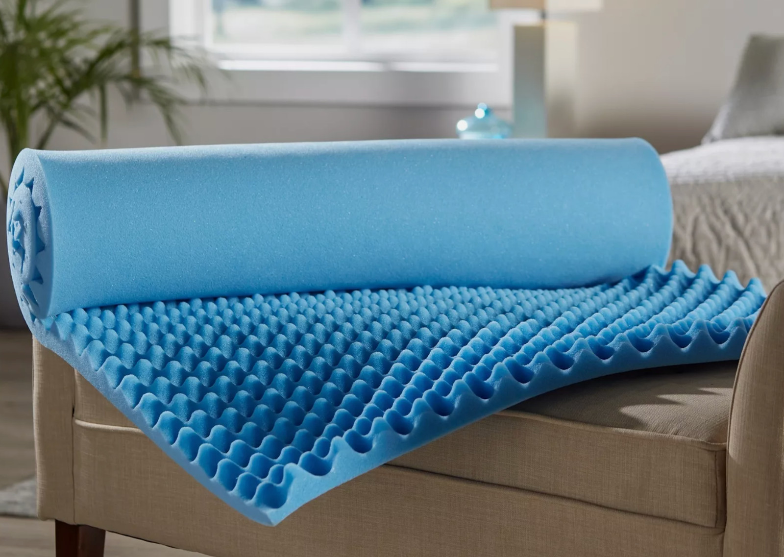 Foam Mattress Overlay Convoluted Topper - Blue - 72 L x 33 W x 2 H Inch - New gallery