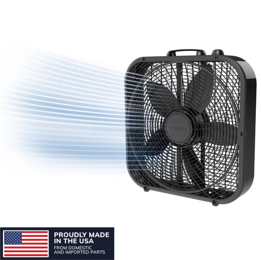 20" Cool Colors Classic Box Fan with Weather-Resistant Motor, 3 Speeds, Black gallery