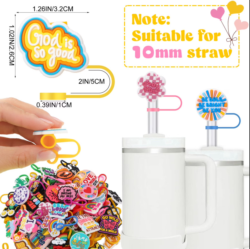 75pcs Silicone Straw Covers 10mm Dust-Proof Reusable Toppers 30/40oz Cups gallery