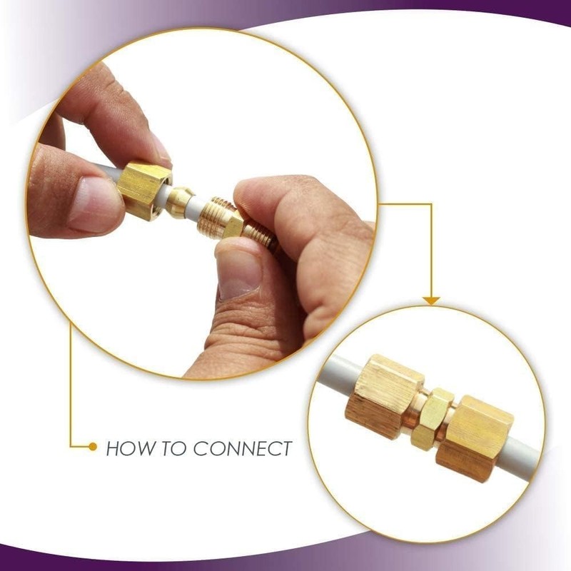 Durable 1/2” Brass Compression Fittings, Safe for Copper & Plastic - 2 Pack gallery