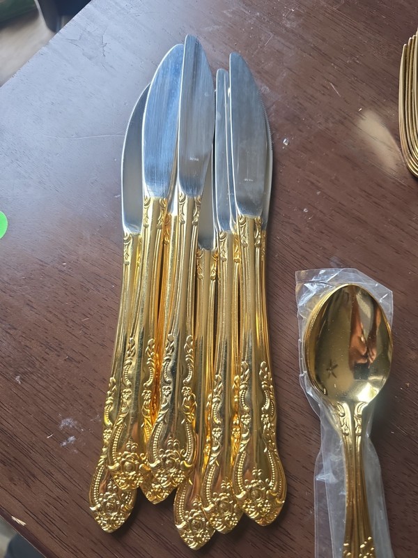 Gold Plated Flatware Set 40pc Baroque Floral Japan Dinner Forks Spoons Knives gallery