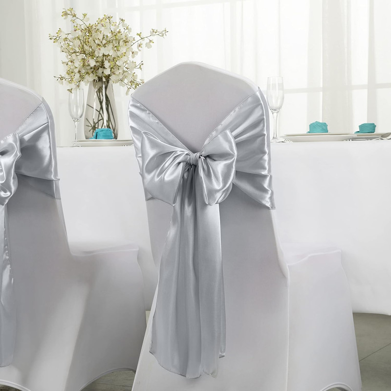 2 Pack Silver Satin Table Runner 12 X 108 Inch, Smooth Table Runners for Wedding gallery