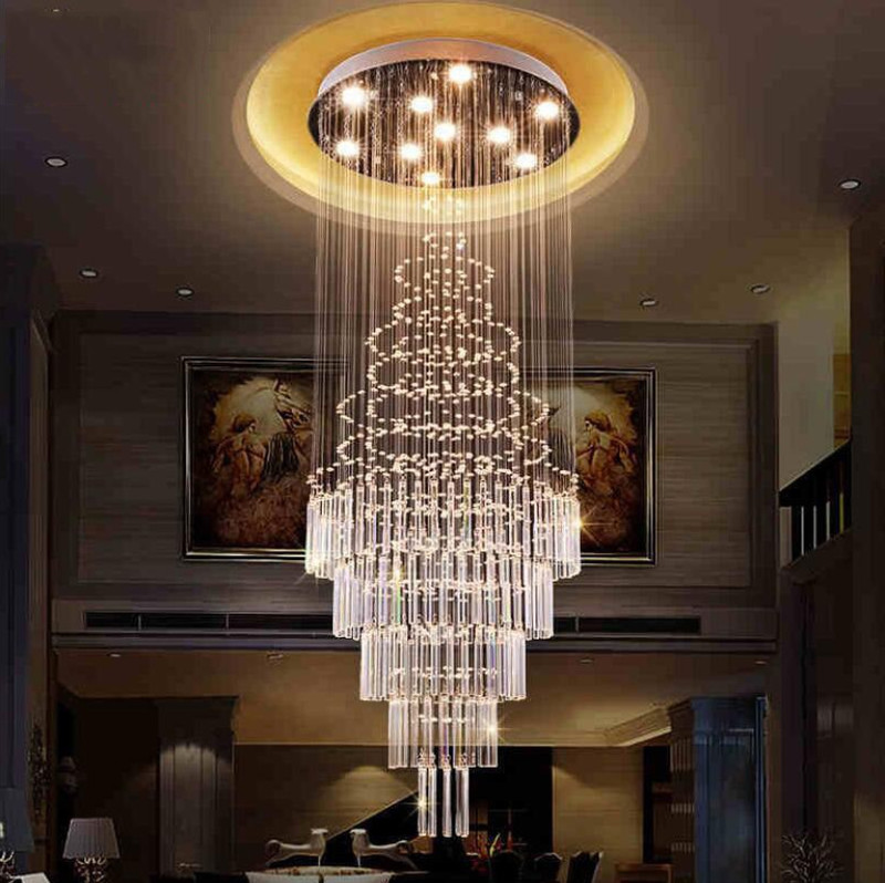31"*71" Crystal Rain Drop Ceiling Light Chandelier Spiral Pendant Lamp Lighting gallery