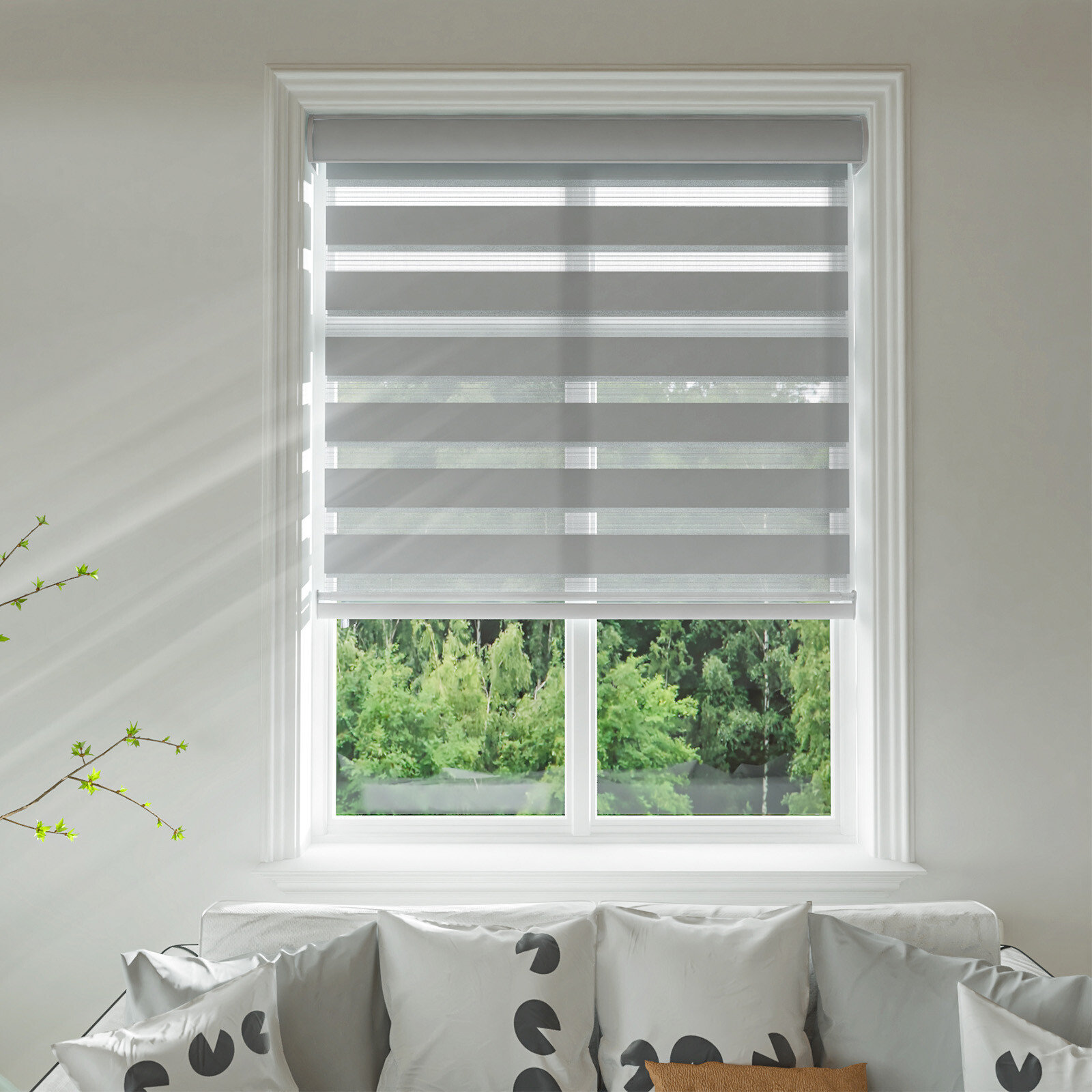 Horizontal Shade Window Blind Dual Zebra Roller Blinds Curtains,Easy to Install gallery