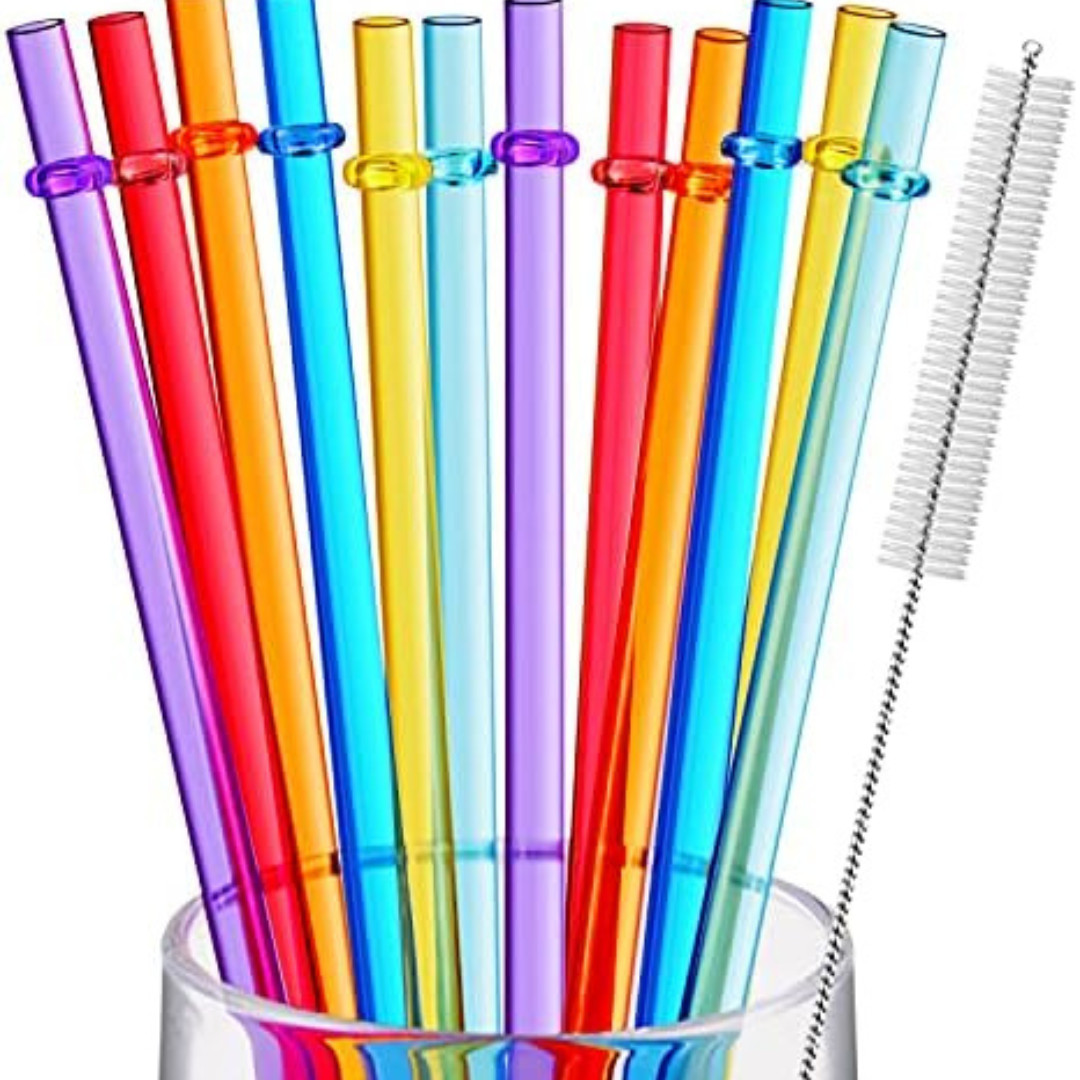 12 Pieces 11 Inches Reusable Plastic Straws for Tall Cups and Tumblers, BPA-Safe gallery