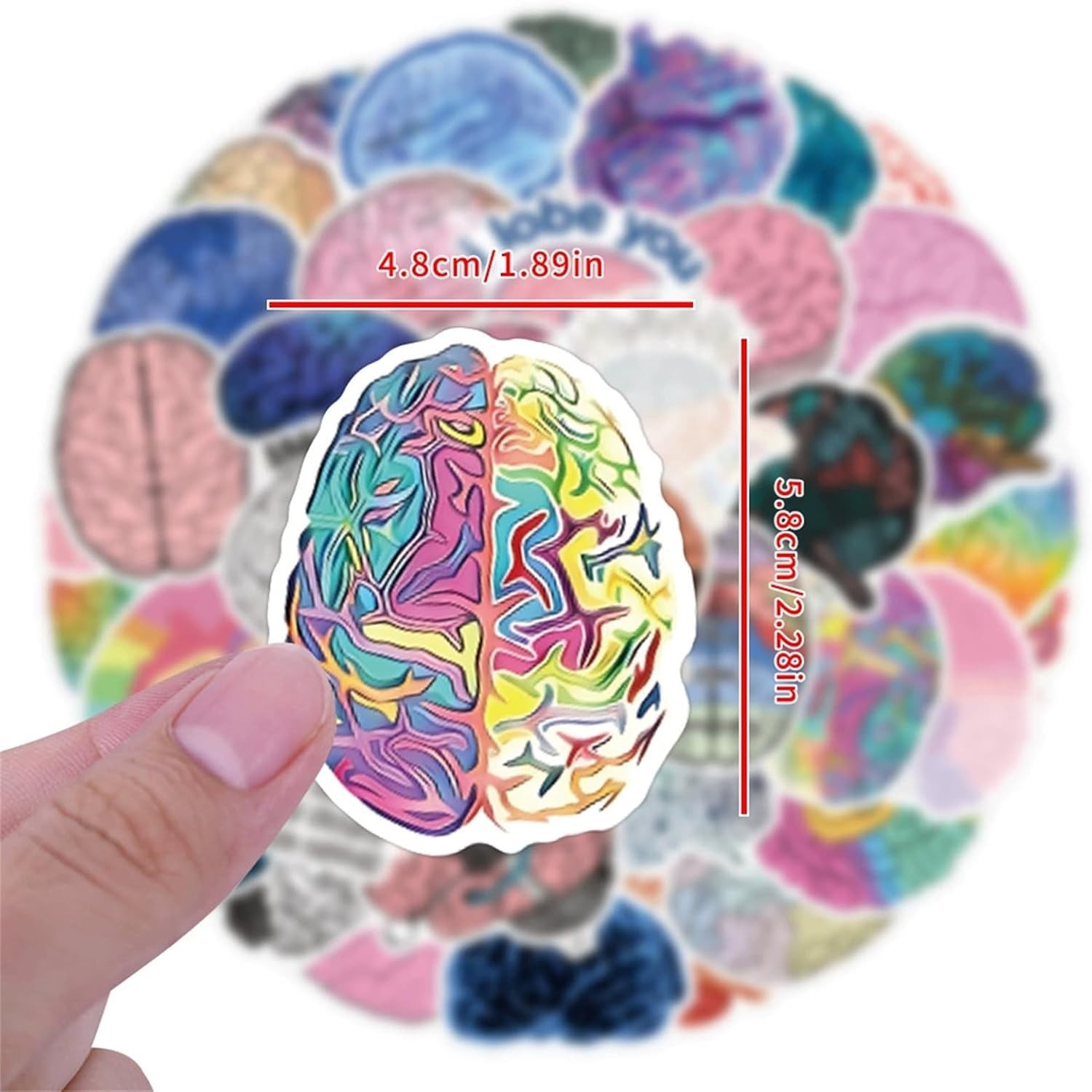 50PCS Brain Stickers Bulk, Cartoon Vinyl Waterproof Decals gallery