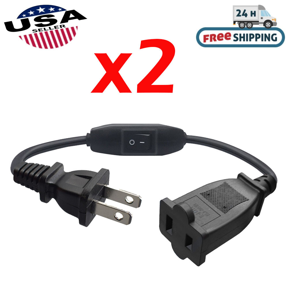 2-PACK 2 Prong Polarized Extension Cord On Off Switch Extension Cord Waterproof gallery