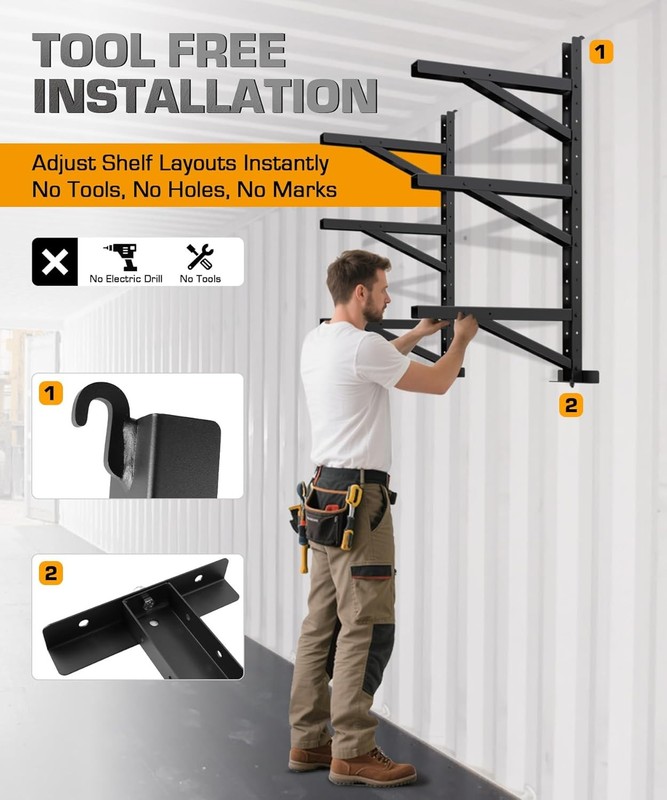 2x Adjustable Cargo Shipping Container Shelving Shelf Brackets up to 1100 Lbs gallery
