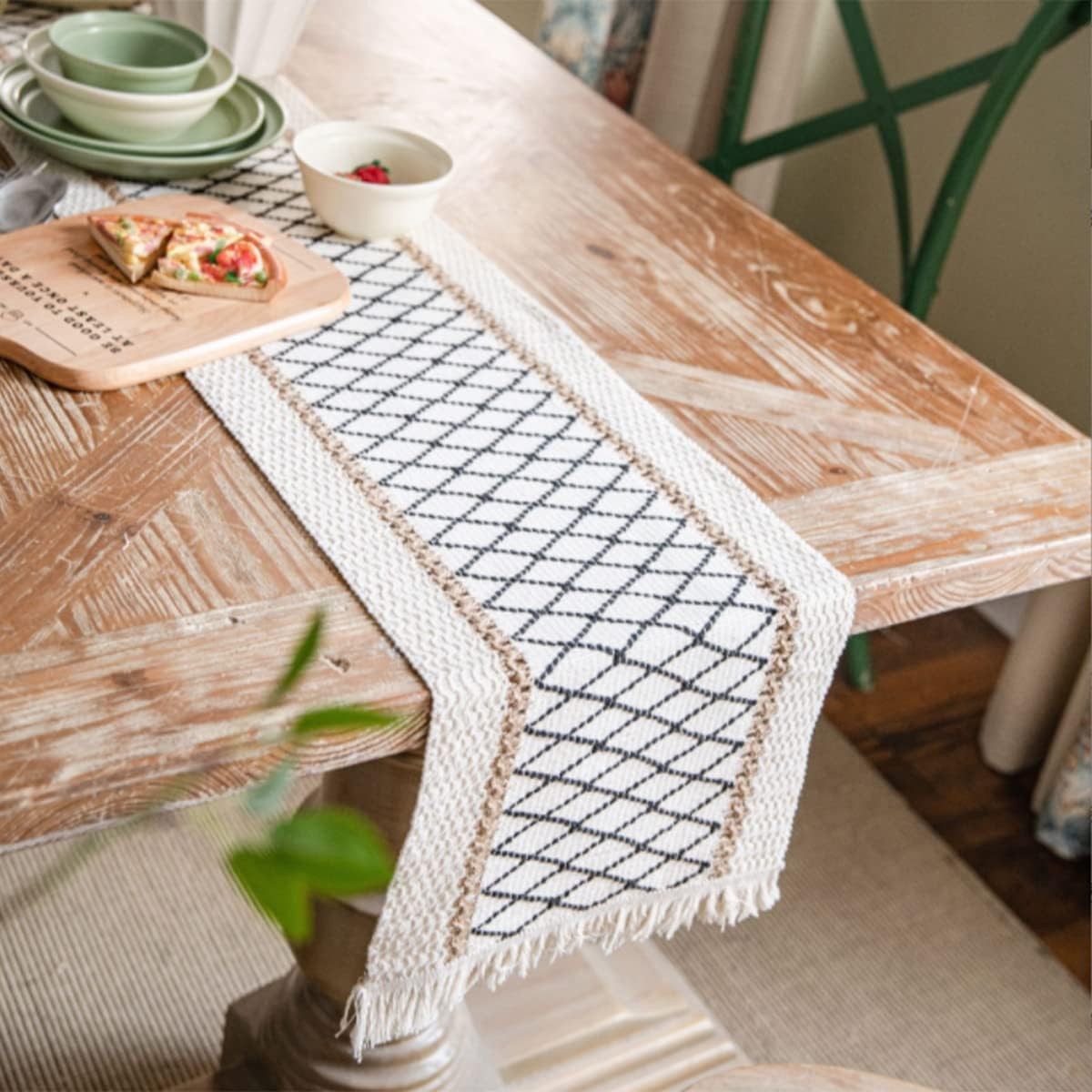 Table Runner, Boho Table Runner Cotton Linen Table Decorations, Farmhouse Tab... gallery