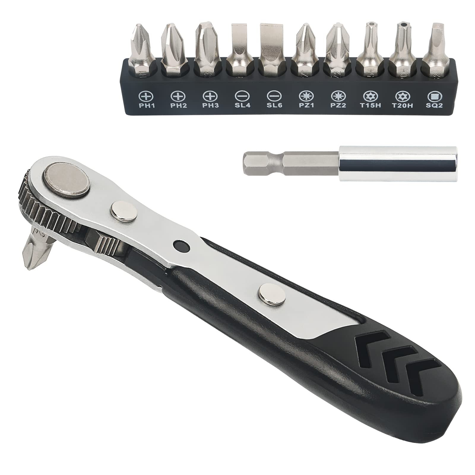 STREBITO Mini Ratchet Set 12-Piece 1/4 Right Angle Screwdriver Set - Small Ra... gallery