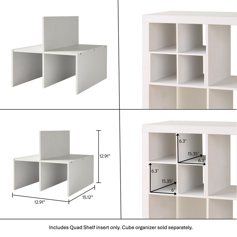 Quad Shelf Cube Organizer Insert White Space Saving Particle Board 1 Pack gallery