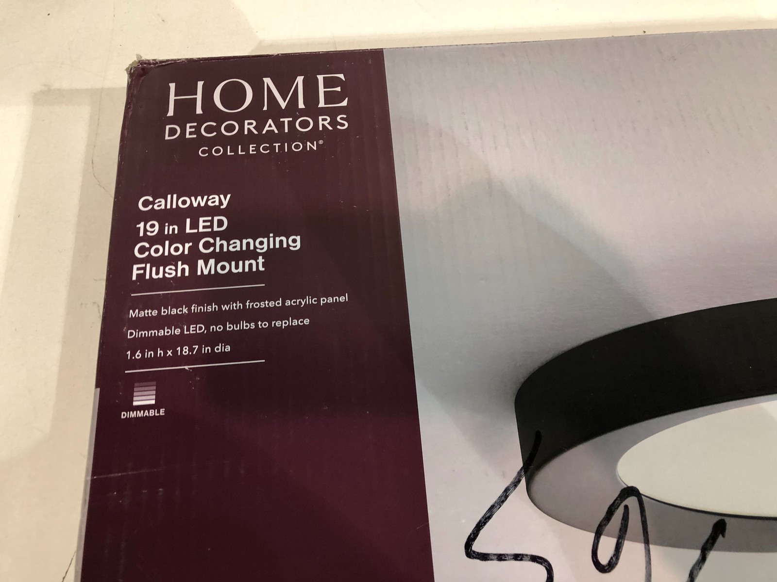 Home Decorators Collection Calloway 19in. Matte Black Selectable LED Flush Mount gallery