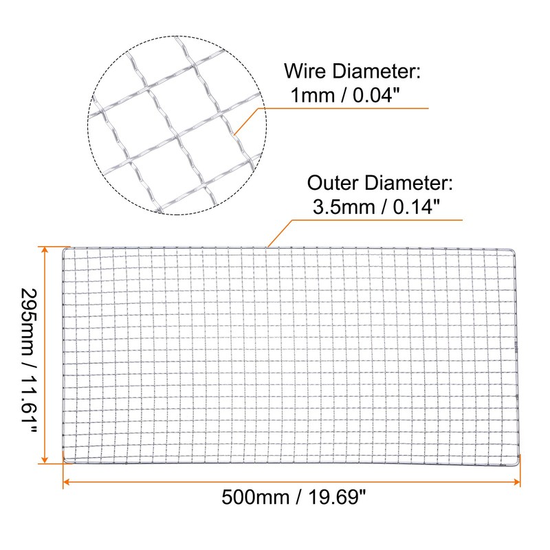Square BBQ Grill Net 29.5x50cm Electroplated Stainless Steel Barbecue Mesh Mat gallery