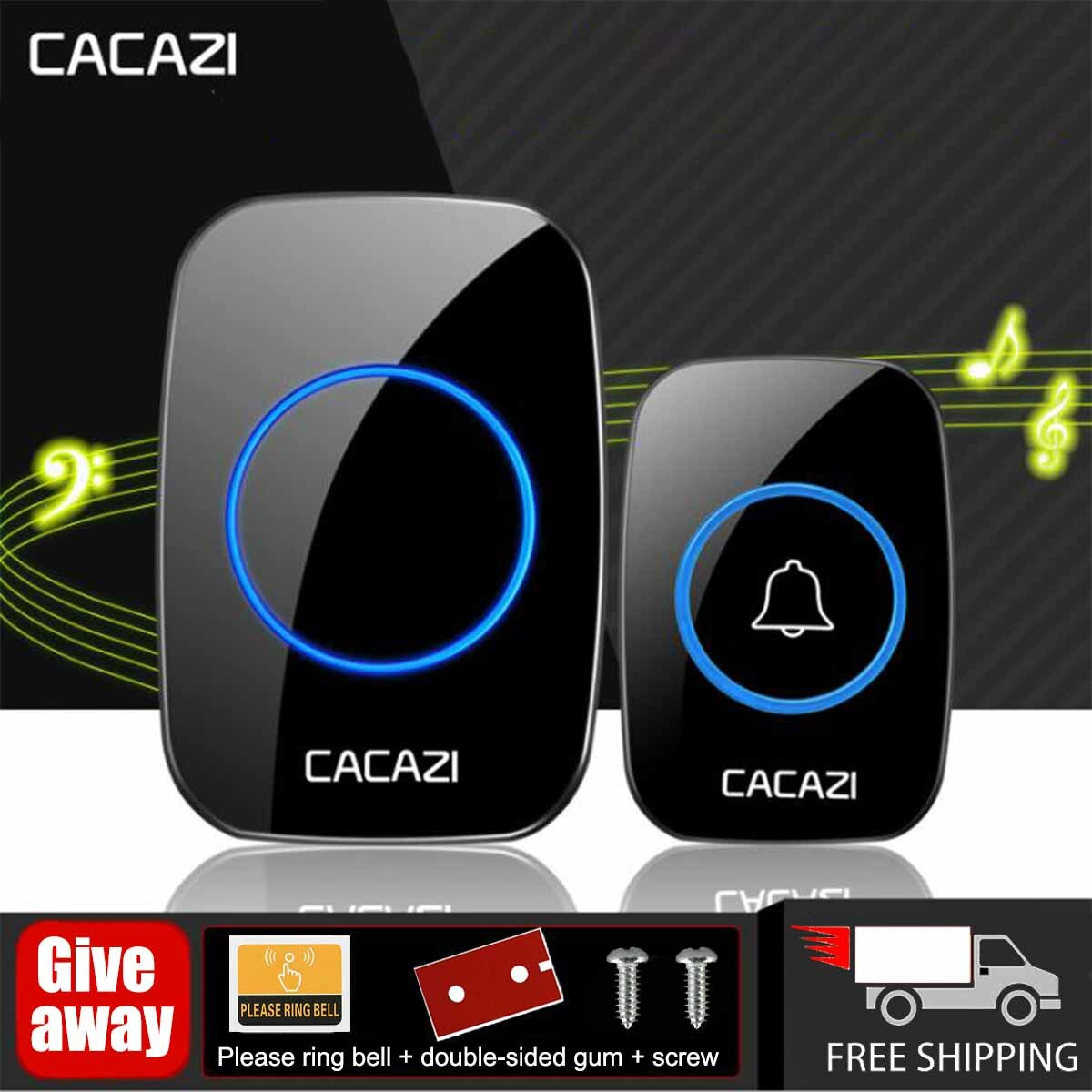 1 Pair Wireless Doorbell Waterproof Door Bell Kit Home House Ring Bell US Stock gallery