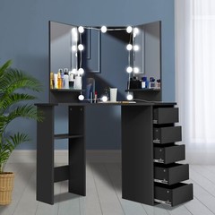 Makeup Vanity Desk with Lighted Mirror Table Set w/5 Drawers&Shelves Bedroom S++