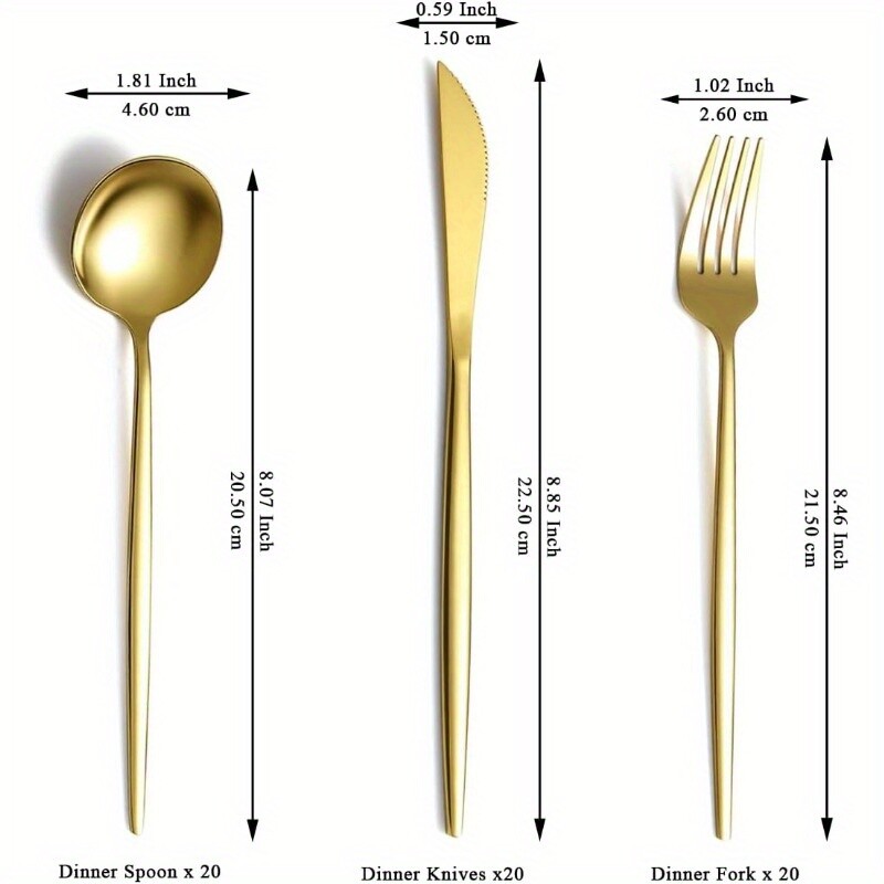 Gold Silverware Set 60 Piece,Titanium Gold Plated Stainless Steel Flatware Set gallery