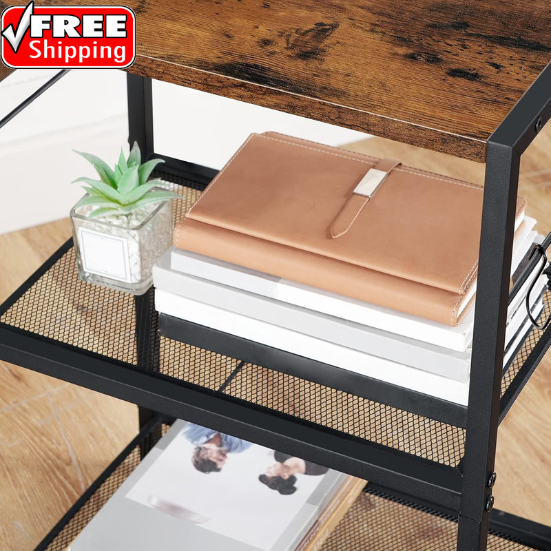 Industrial Printer Stand, 3-Tier Mobile Printer Table, Rolling Cart with Power O gallery