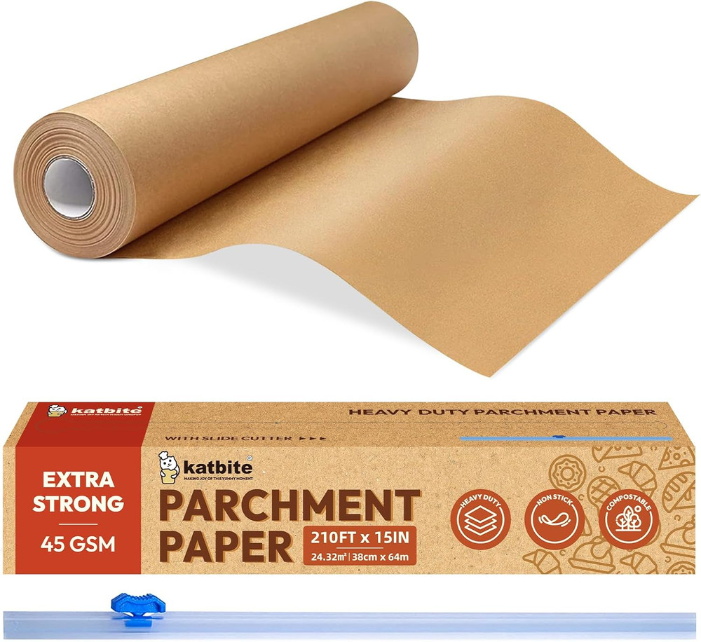 Unbleached Parchment Paper for Baking, 15 in X 210 Ft, 260 Sq.Ft, Heavy Duty Bak