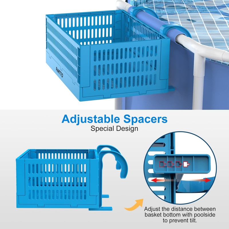 Pahtto Poolside Storage Basket Foldable Above Ground Pool Storage Basket For gallery