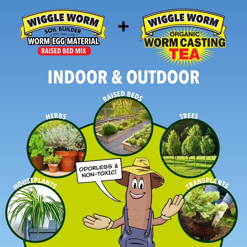 WIGGLE WORM Worm Egg Material Raised Bed Mix, 40 LB, and Tea, 8 OZ gallery