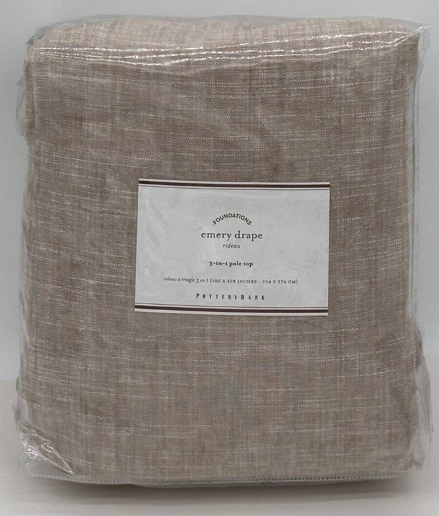 Pottery Barn Emery Linen Poletop Drape Curtain (1) 100 x 108 ~ Oatmeal gallery