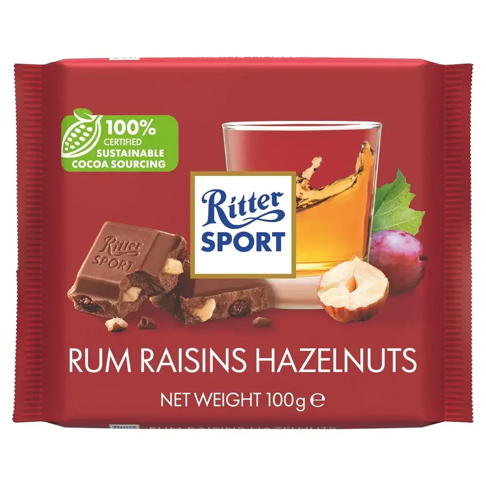 Ritter Sport Rum Raisin Hazelnut Chocolate 3.5 Oz / 100 gr (Pack of 12) gallery