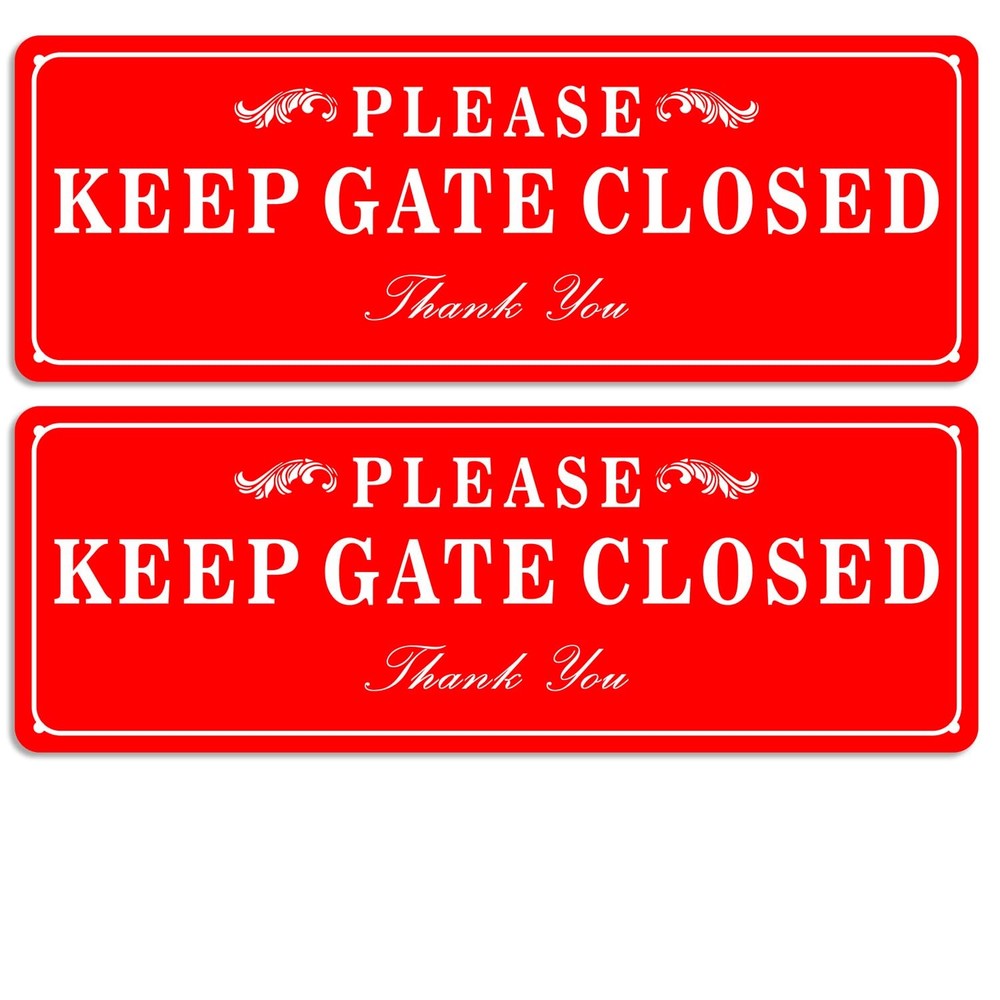 2 Pack Please Keep Closed Gate Signs Rust-Free Aluminum for Gate Yard Lawn