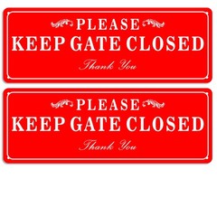 2 Pack Please Keep Closed Gate Signs Rust-Free Aluminum for Gate Yard Lawn