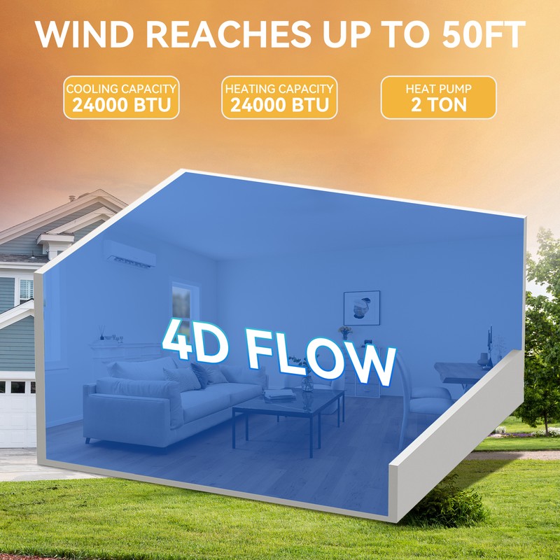 24000 BTU Mini Split Air Conditioner Heat Pump System 220V Up to 1500 Sq. Ft gallery