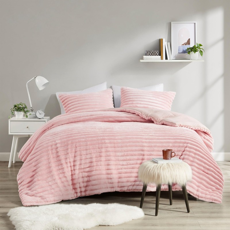 Plush Bedding Reverse Lightweight Velvet Comforter Set Queen King Bed Set 3Piece gallery