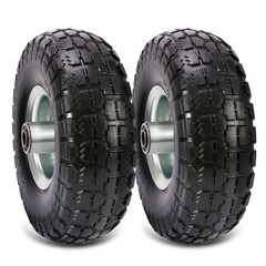 (2 Pack) 10 Inch Solid Polyurethane Tire 4.10/3.50-4 Tire, 10 Flat Free Wheels w