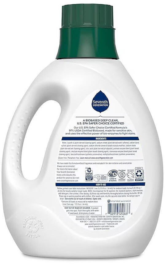 2 PACK - Seventh Generation Natural Free & Clear Liquid Laundry Detergent, 45-oz gallery