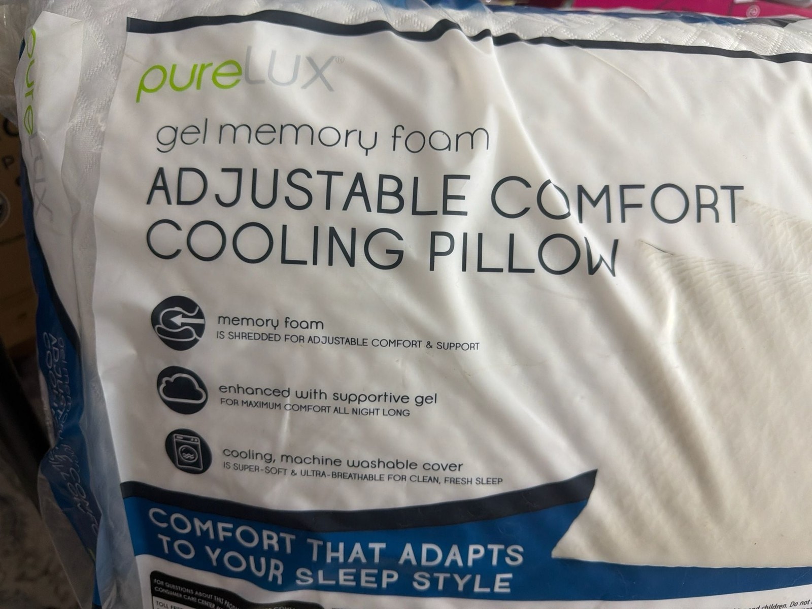 pureLUX Gel Memory Foam Adjustable Comfort Cooling Queen Pillow (2-Pack) gallery