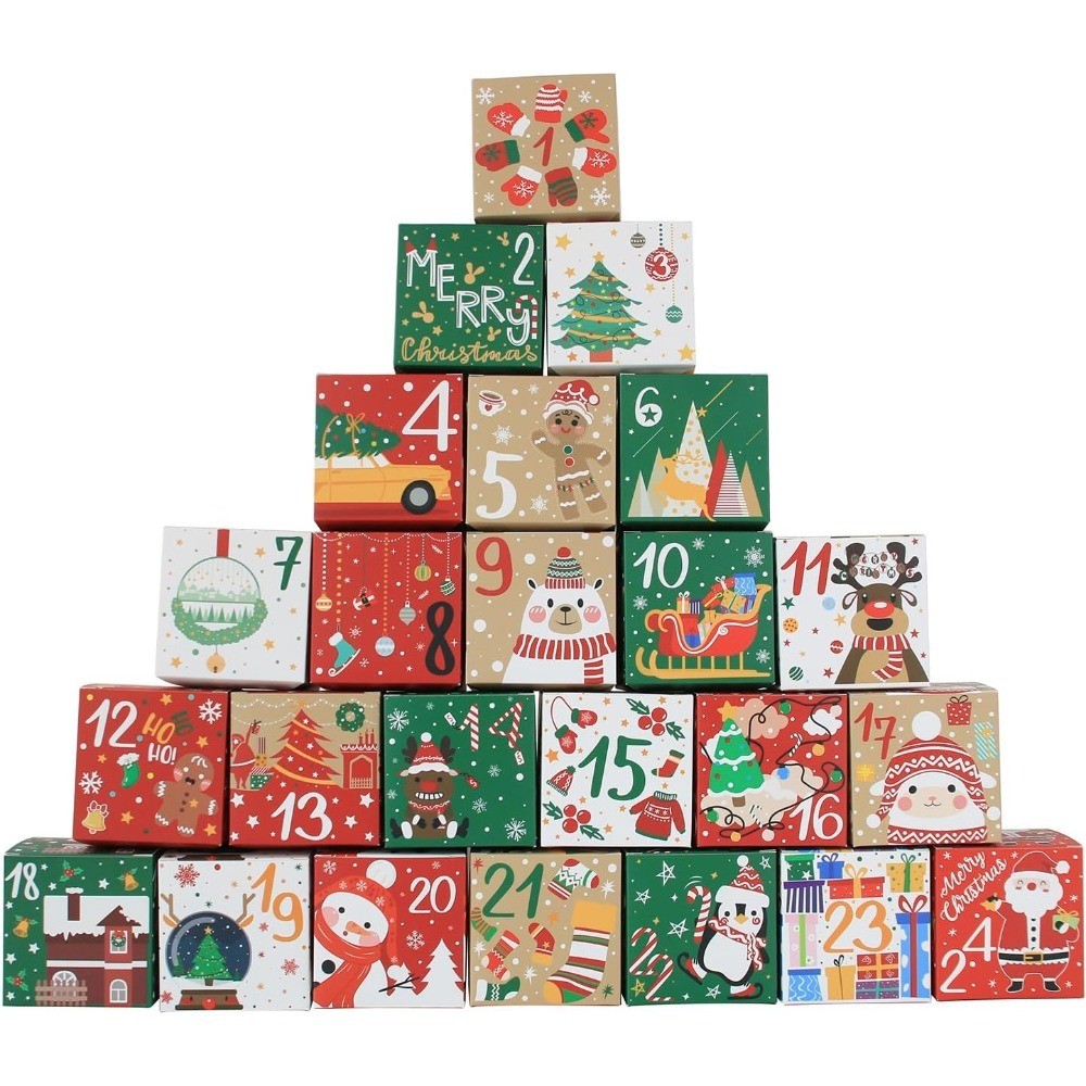 Empty DIY Advent Calendar Box Set for Christmas Customizable Countdown for Kids