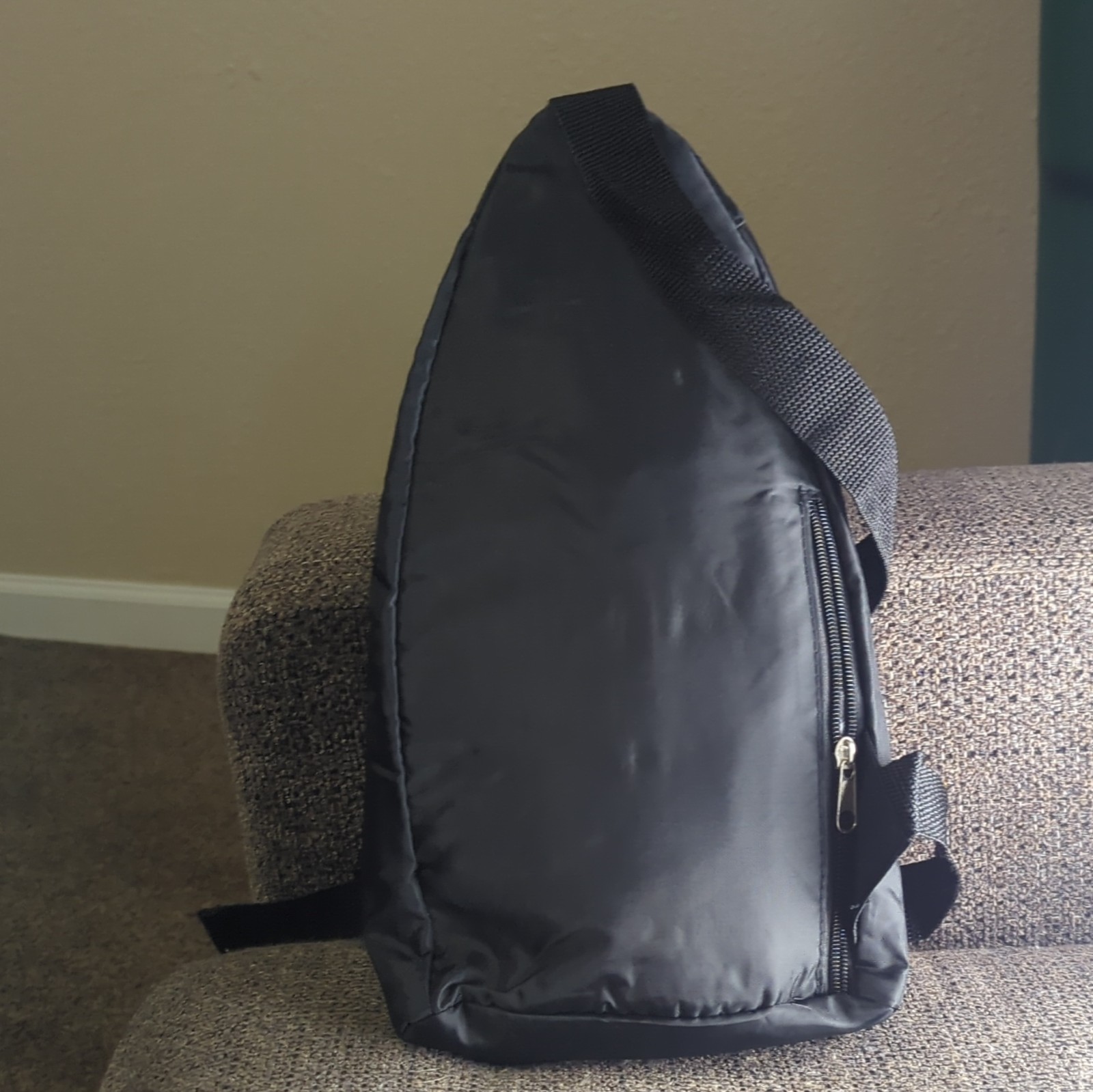 Crossbody Hiking Backpack Black Zip Buckle Closure 3 Pockets 4