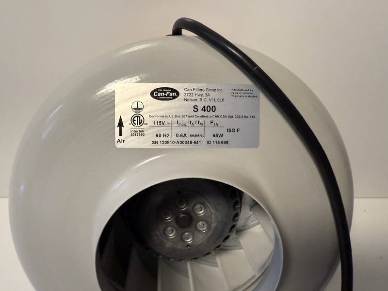 Can-Fan S 400 4” Inline Centrifugal Fan – New in Box, Tested & Working gallery