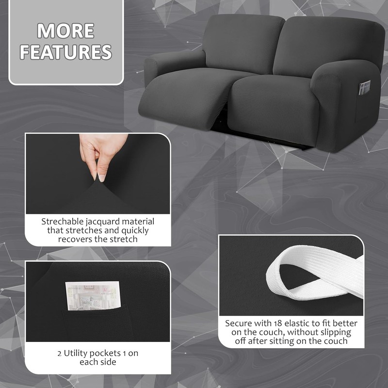 Jacquard Design Extra Wide 75" - 100", Reclining 2 Seater Sofa, Extra Wide 6-Pie gallery