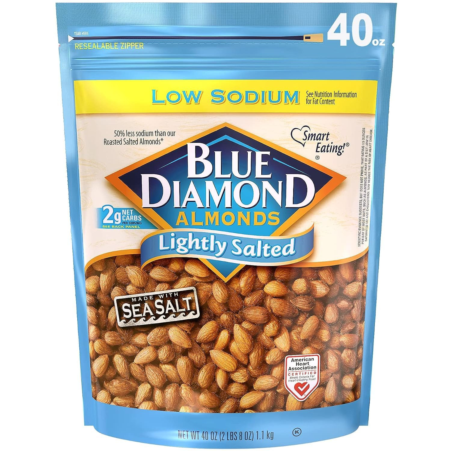 Blue Diamond Almonds Low Sodium Lightly Salted Snack Nuts 40 Oz Resealable Bag gallery