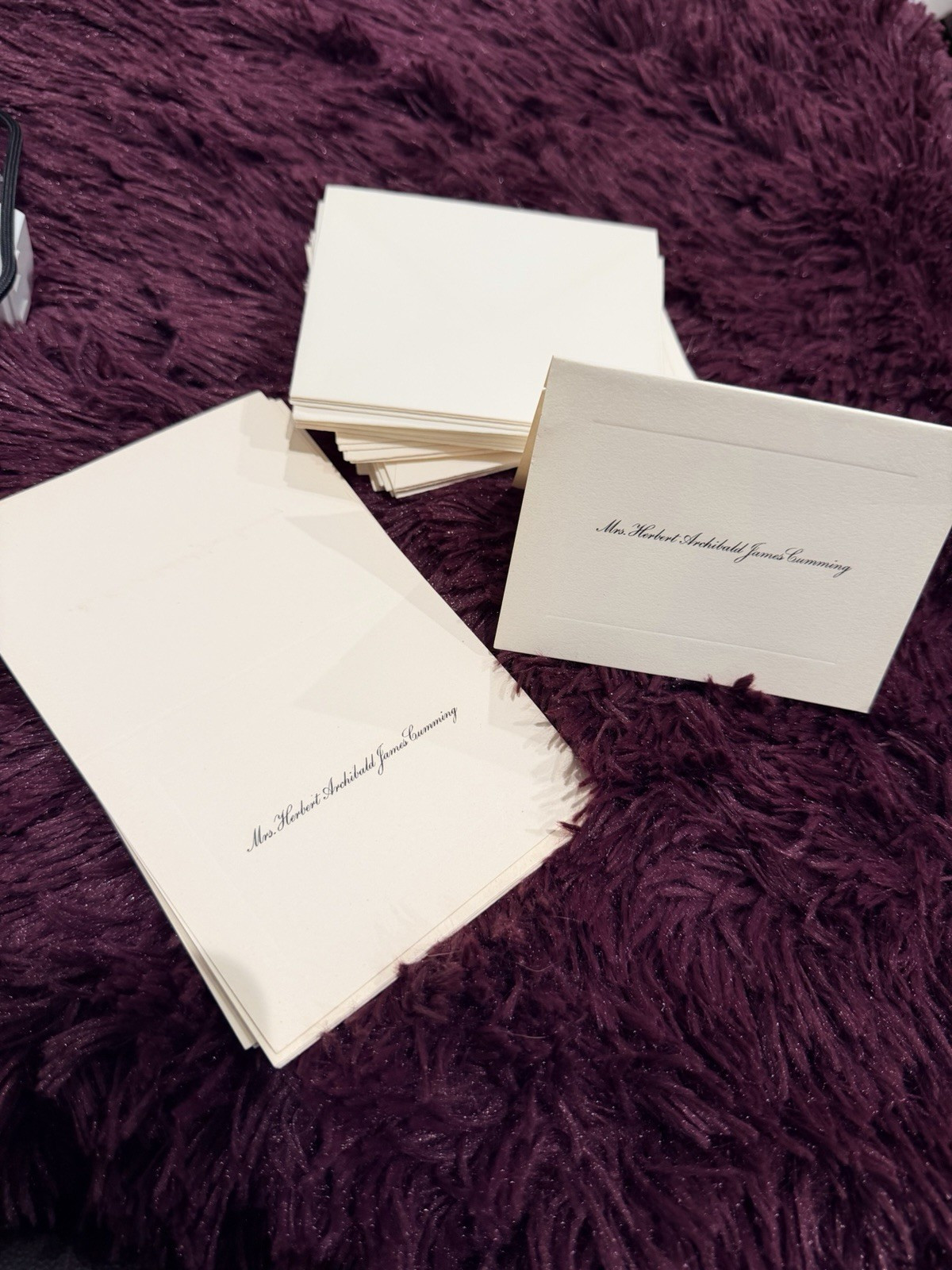 White Flat Personalized Notecards with Printed Name, Solid/Plain, Envelopes gallery