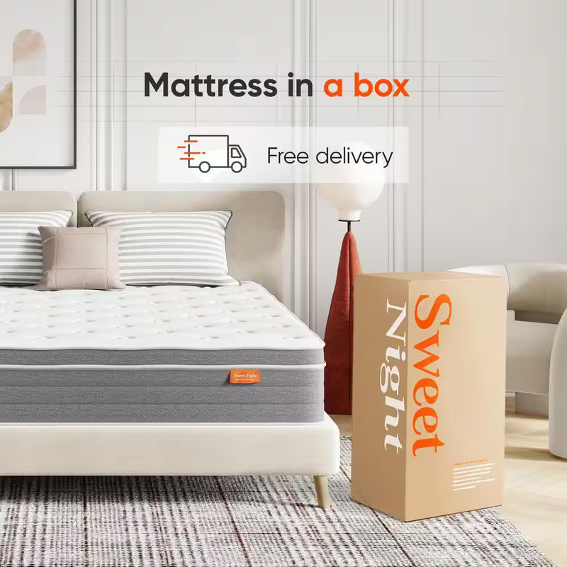 Cooling Queen Size Medium Hybrid Pillow Top Mattress, 12 In. Support and Breatha gallery