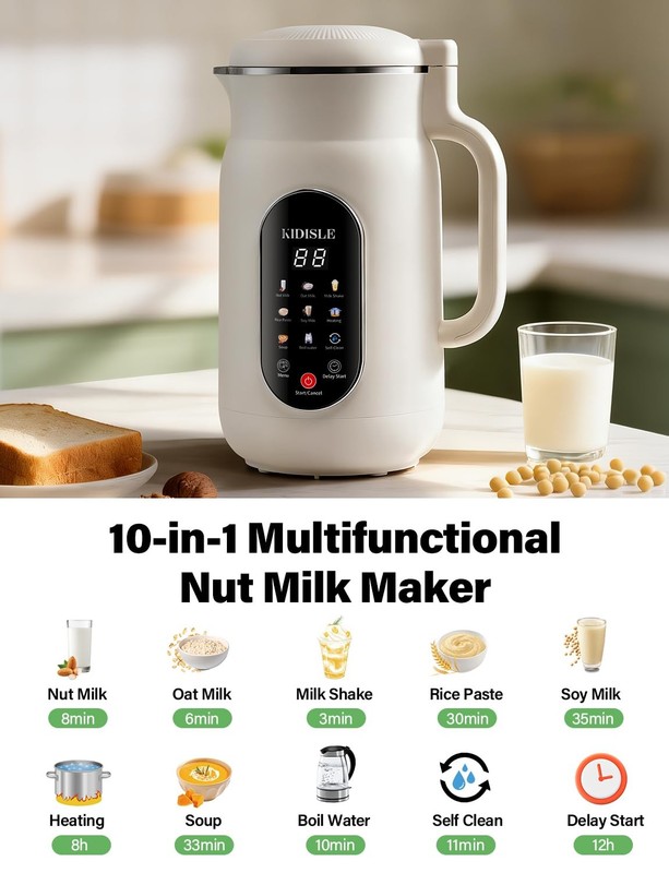 Nut Milk Maker Machine 51oz, 10-in-1 Soup Maker with 140℉ Heating & 8H Keep W... gallery